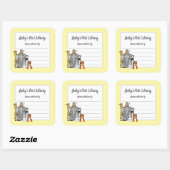 ジャングル動物の赤ちゃんシャワー蔵書票、本を持って来る スクエアシール (シート)