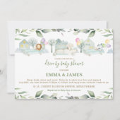 ジャングル動物の車,ベビーシャワーで緑を追う 招待状 (正面)