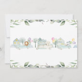 ジャングル動物の車,ベビーシャワーで緑を追う 招待状 (裏面)