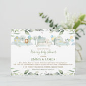 ジャングル動物の車，ベビーシャワーで緑を追う 招待状 (スタンド正面)