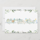 ジャングル動物の車，ベビーシャワーで緑を追う 招待状 (裏面)