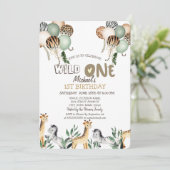 ジャングル動物の風船1st誕生日 招待状 (スタンド正面)