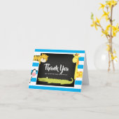 ジャングル動物の黒板ベビーシャワーありがとう カード (黄色い花)