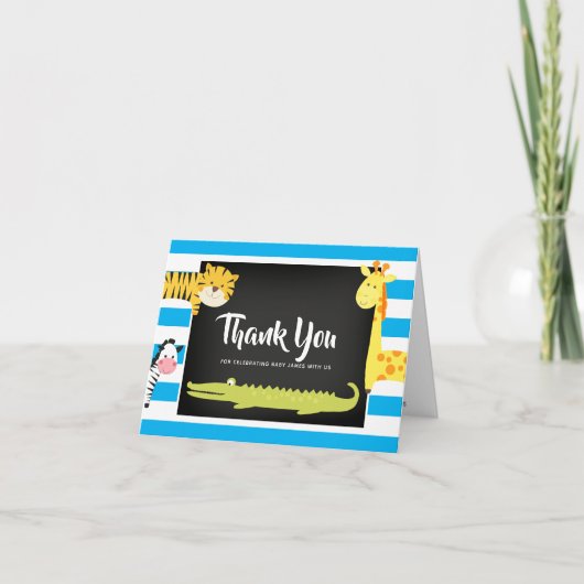 ジャングル動物の黒板ベビーシャワーありがとう カード (正面)