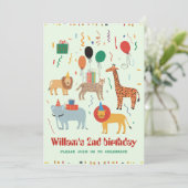 ジャングル動物の2歳誕生日招待状 招待状 (スタンド正面)