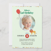 ジャングル動物の2歳誕生日招待状 招待状 (裏面)