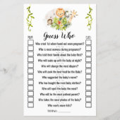 ジャングル動物は誰が赤ちゃんシャワーのゲームカードを推測 チラシ (正面)