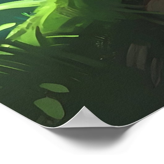 ジャングル動物アートに登場するリアルなヒョウ ポスター (角)