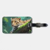 ジャングル動物アートに登場するリアルなヒョウ ラゲッジタグ (裏面横)