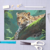 ジャングル動物アートに登場するリアルなヒョウ 薄葉紙 (クラフト)