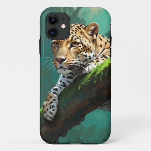 ジャングル動物アートに登場するリアルなヒョウ Case-Mate iPhoneケース (裏面)