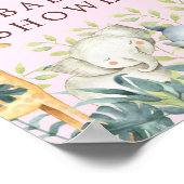 ジャングル動物ガールズベビーシャワー歓迎サイン ポスター (角)