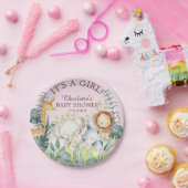 ジャングル動物ガールズベビーシャワー7"プレート ペーパープレート (パーティー)