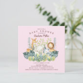 ジャングル動物ガールズベビーシャワー 招待状 (スタンド正面)