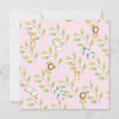 ジャングル動物ガールズベビーシャワー 招待状 (裏面)