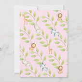 ジャングル動物ガールズベビーシャワー 招待状 (裏面)