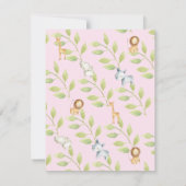 ジャングル動物ガールズベビーシャワー 招待状 (裏面)