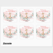 ジャングル動物キリンeucalyptusピンクの花ベビー スクエアシール (シート)