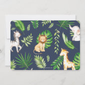 ジャングル動物グリーンリーサファリの誕生日の写真 招待状 (裏面)