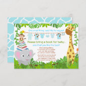 ジャングル動物サファリの少年ベビーシャワーブック エンクロージャーカード (正面/裏面)