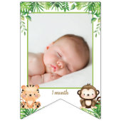 ジャングル動物サファリの誕生日写真の節目 バンティングフラッグ (第3の旗)