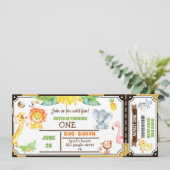 ジャングル動物サファリボーイファースト誕生日チケット 招待状 (スタンド正面)