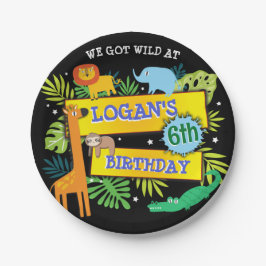 ジャングル動物サファリ動物園誕生日紙 ペーパープレート