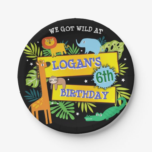 ジャングル動物サファリ動物園誕生日紙 ペーパープレート (正面)