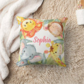ジャングル動物サファリ子供部屋ベビーガールピンクかわいい クッション (ブランケット)
