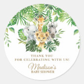 ジャングル動物サファリ緑ありがとう ラウンドシール (正面)