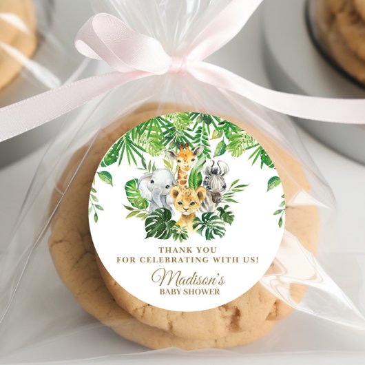 ジャングル動物サファリ緑ありがとう ラウンドシール