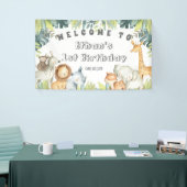 ジャングル動物サファリ1歳の誕生日ウェルカムパーティー 横断幕 (トレードショー)