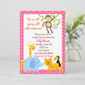 ジャングル動物サファリ ベビーシャワー 招待状 (スタンド正面)