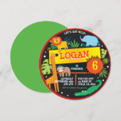 ジャングル動物サファリ 誕生日パーティー招待状 招待状 (正面/裏面)