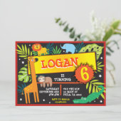 ジャングル動物サファリ 誕生日パーティー招待状 招待状 (スタンド正面)