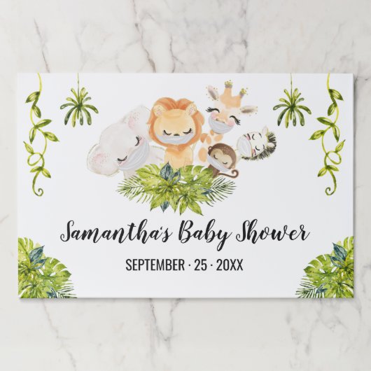 ジャングル動物ソーシャルディスタンスシャワーランチョンマット ペーパーパッド (正面)