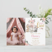 ジャングル動物トライバルワイルドワン誕生日の写真 招待状 (スタンド正面)