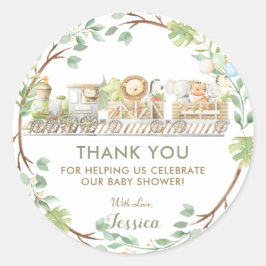 ジャングル動物トレイングリーンリーお願い ラウンドシール