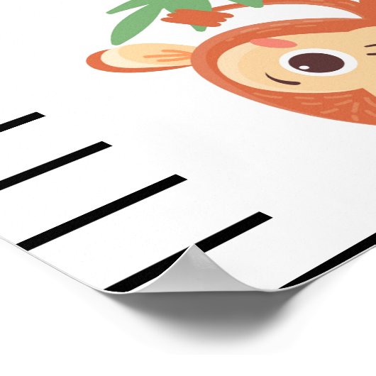 ジャングル動物パーソナライズされた男の赤ちゃん成長図 ポスター (角)