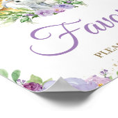 ジャングル動物パープルフローラ赤ちゃんシャワーの好意 ポスター (角)