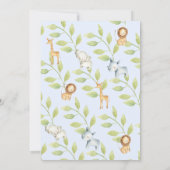 ジャングル動物ビンゴ赤ちゃんシャワーゲーム 招待状 (裏面)