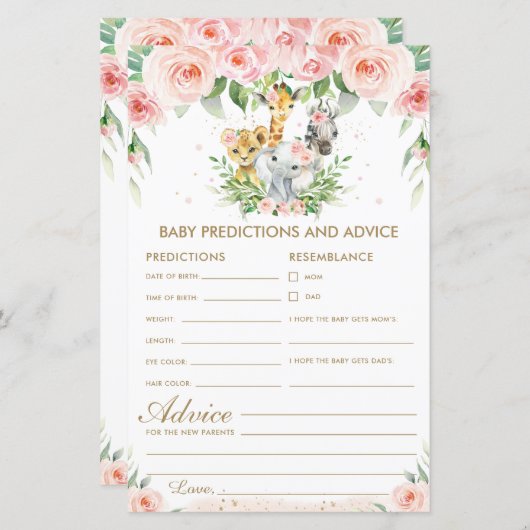 ジャングル動物フローラベビー予測とアドバイス (正面/裏面)