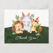 ジャングル動物ベビーシャワーありがとうはがき ポストカード (正面)