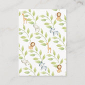 ジャングル動物ベビーシャワーおむつラッフル エンクロージャーカード (裏面)