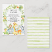 ジャングル動物ベビーシャワーギフトディスプレイシャワー エンクロージャーカード (正面/裏面)