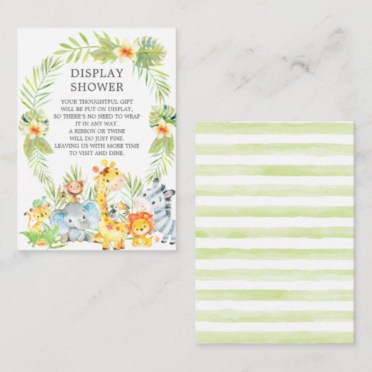 ジャングル動物ベビーシャワーギフトディスプレイシャワー エンクロージャーカード (正面/裏面)