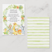 ジャングル動物ベビーシャワーギフトディスプレイシャワー エンクロージャーカード (正面/裏面)