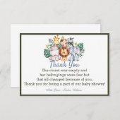 ジャングル動物ベビーシャワーパーティーサンキューカード サンキューカード (正面/裏面)