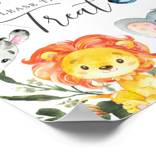 ジャングル動物ベビーシャワーベビーは甘いサイン ポスター (角)