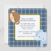 ジャングル動物ベビーシャワー招待状 招待状 (裏面)